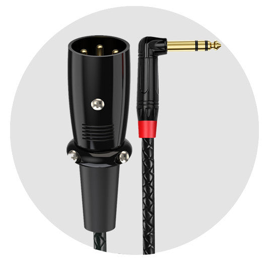 XLR male to right-angle 6.35mm TRS cable available in 0.3m, 2m, 3m and 5m