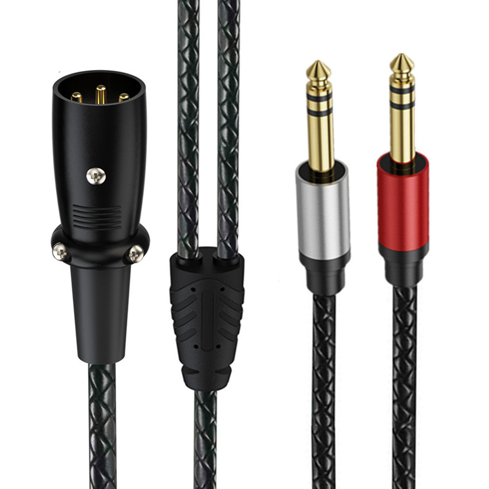 3-pin XLR male to dual 6.35mm TRS male audio splitter cable