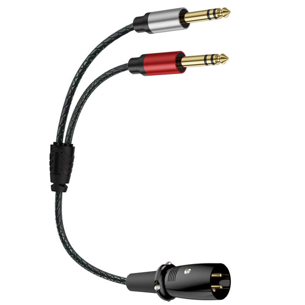 3-pin XLR male to dual 6.35mm TRS male audio splitter cables