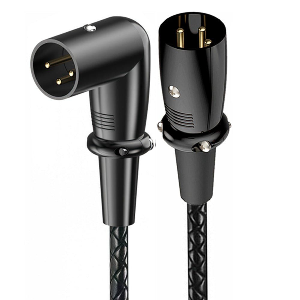 XLR male to male 3-pin balanced microphone cable with right-angle and straight connectors for studio and PA systems