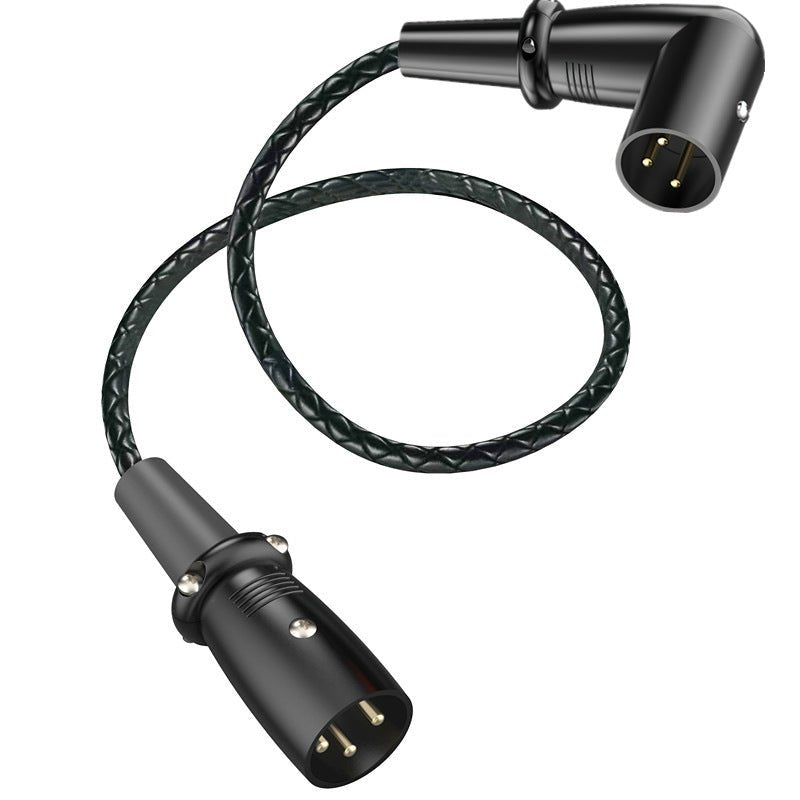 XLR male to male 3-pin balanced microphone cable with right-angle and straight connectors for studio and PA system