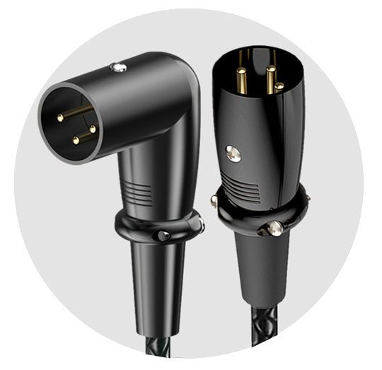 XLR male to male 3-pin balanced microphone cable with right-angle and straight connector
