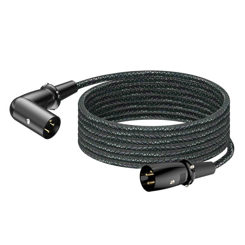 XLR male to male 3-pin balanced microphone cable with right-angle and straight connectors for studio 