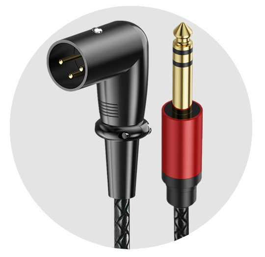 Braided right-angle XLR male to quarter-inch TRS professional audio cable