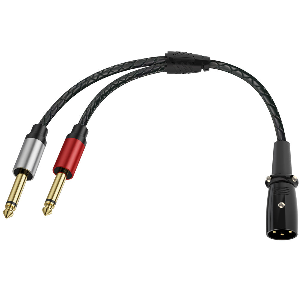 Straight XLR male cable with two 6.35mm TS mono male plugs