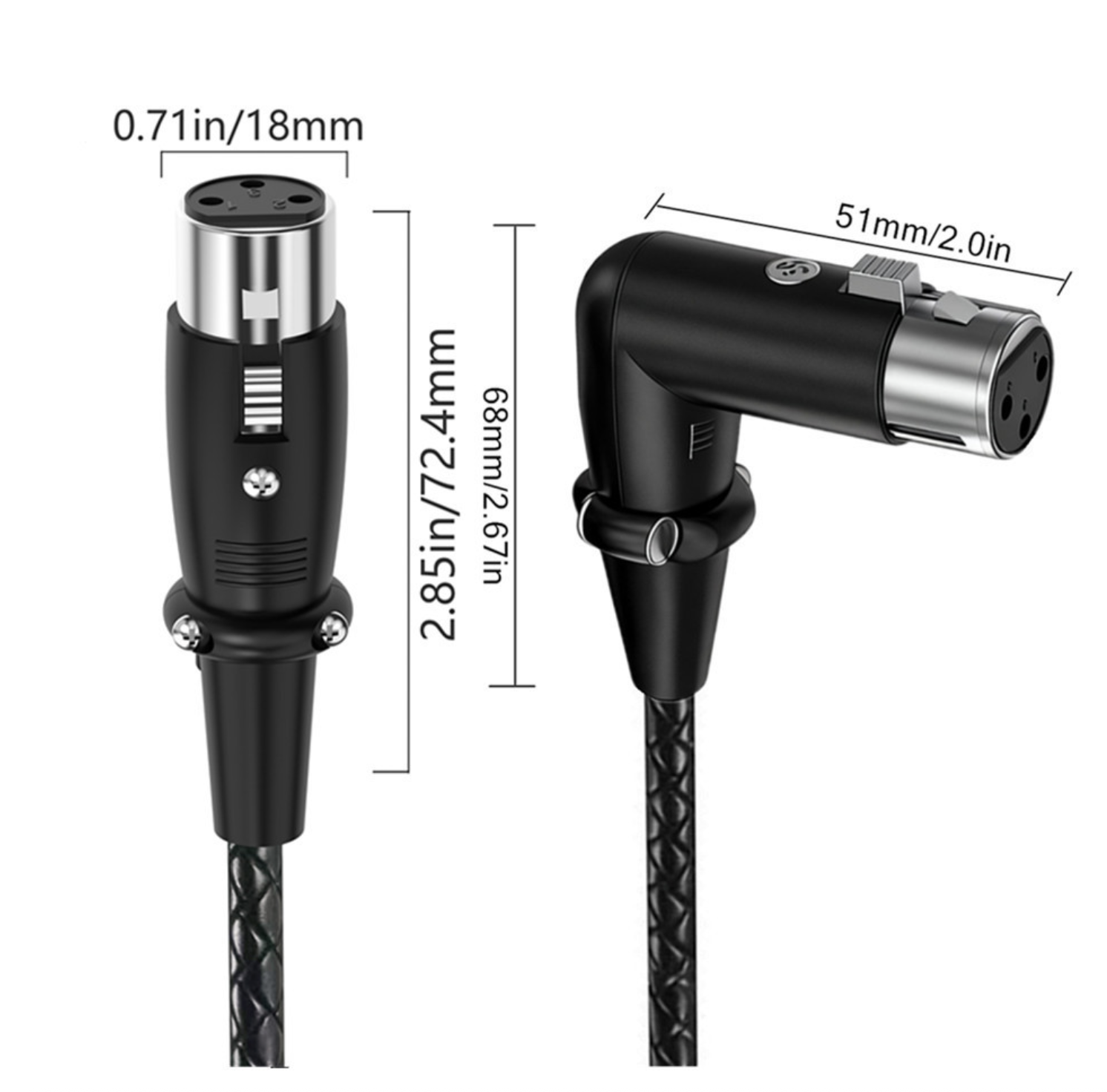 XLR 3 Pin Splitter Cable – 1 Female to 2 Female Y Adapter, Balanced Microphone Audio Cable 0.5m