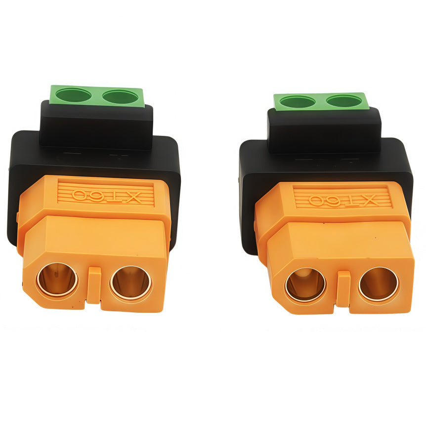 Solder-free XT60 female adapter with 2-pin screw terminal block