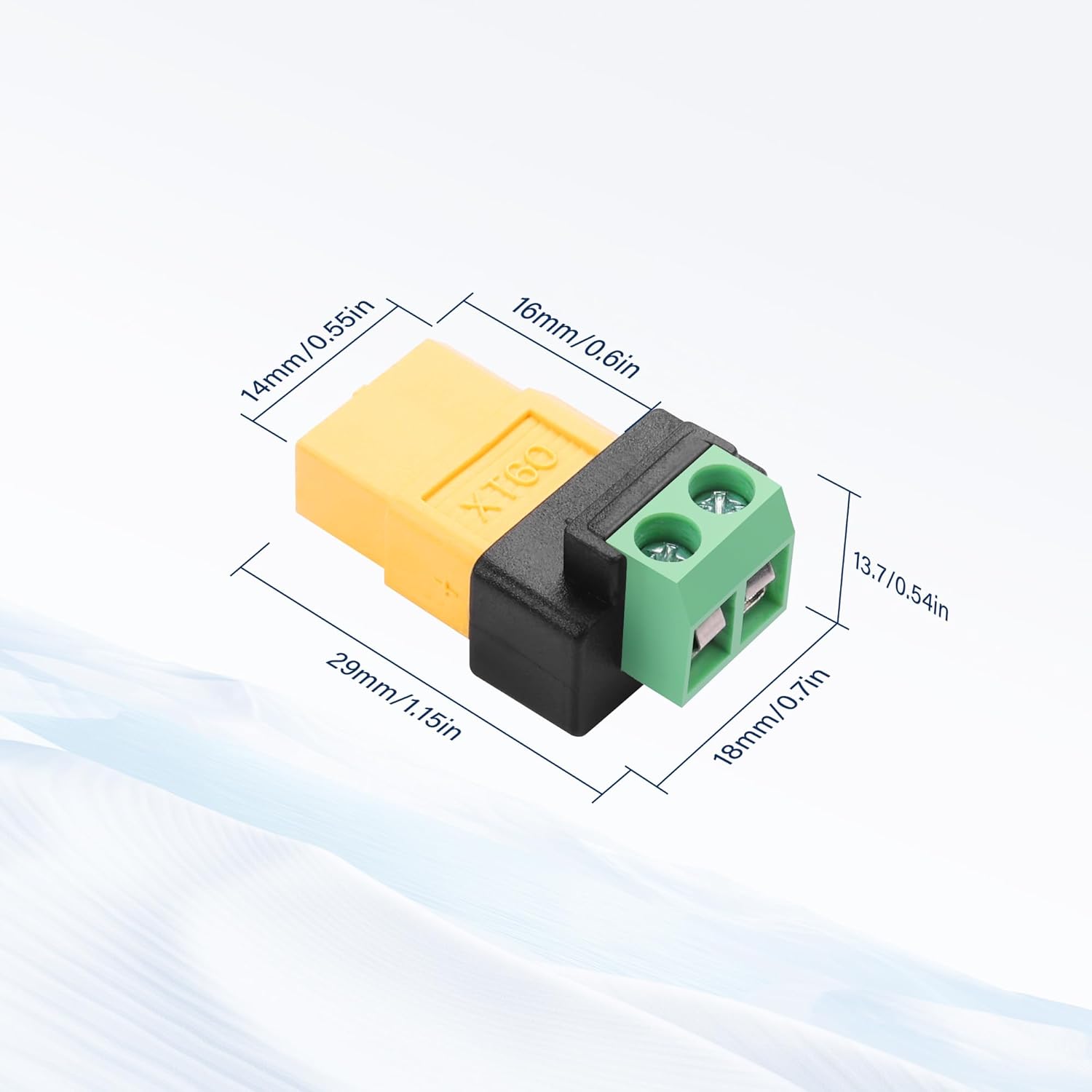 XT60 male DC power connector with screw terminals for bare wires