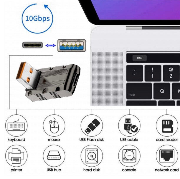 Zinc alloy USB C down angle adapter with premium metal construction