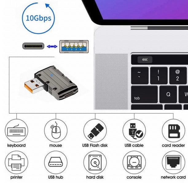Premium zinc alloy USB C left angle adapter with durable metal construction