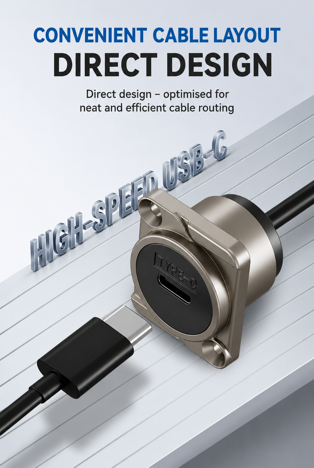 Zinc alloy USB-C extension module for wall plates