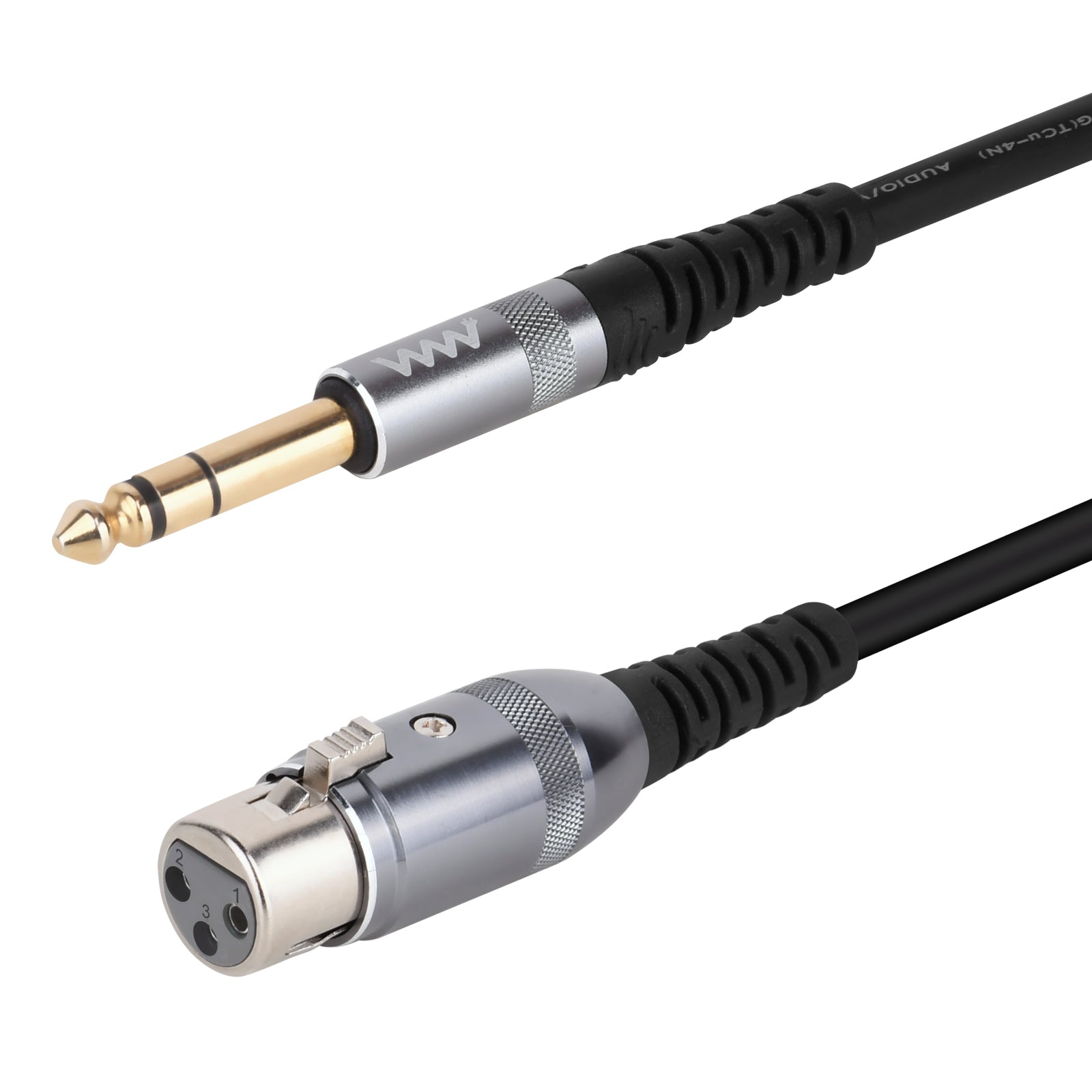 XLR Female to 1/4 Inch (6.35mm) TRS Male Jack Microphone Cable 3m