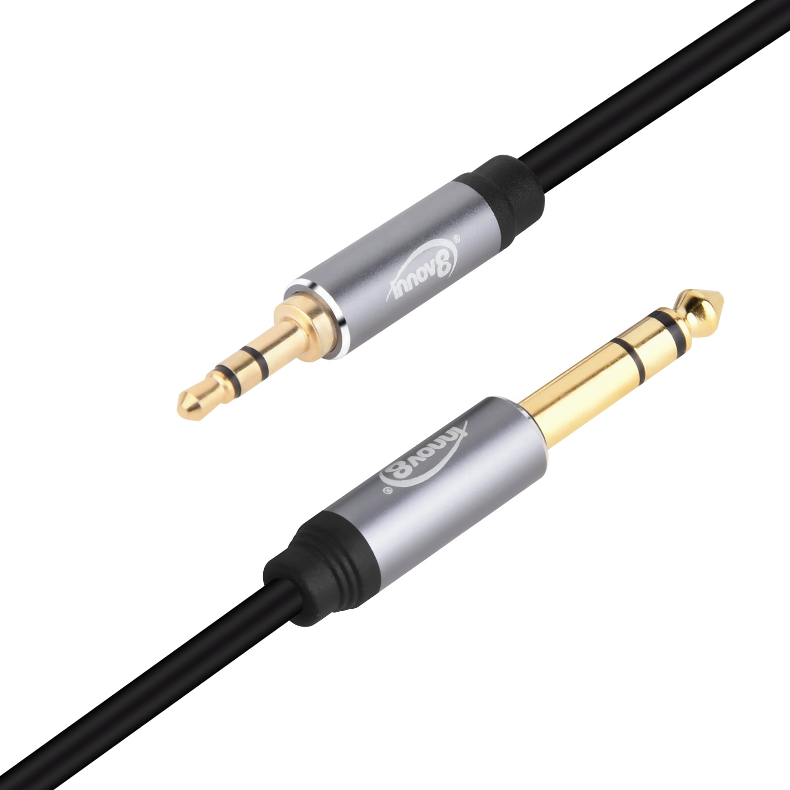 3.5mm AUX Male TRS to 6.35mm Male TS Audio Stereo HiFi Coiled Cable 1.8m