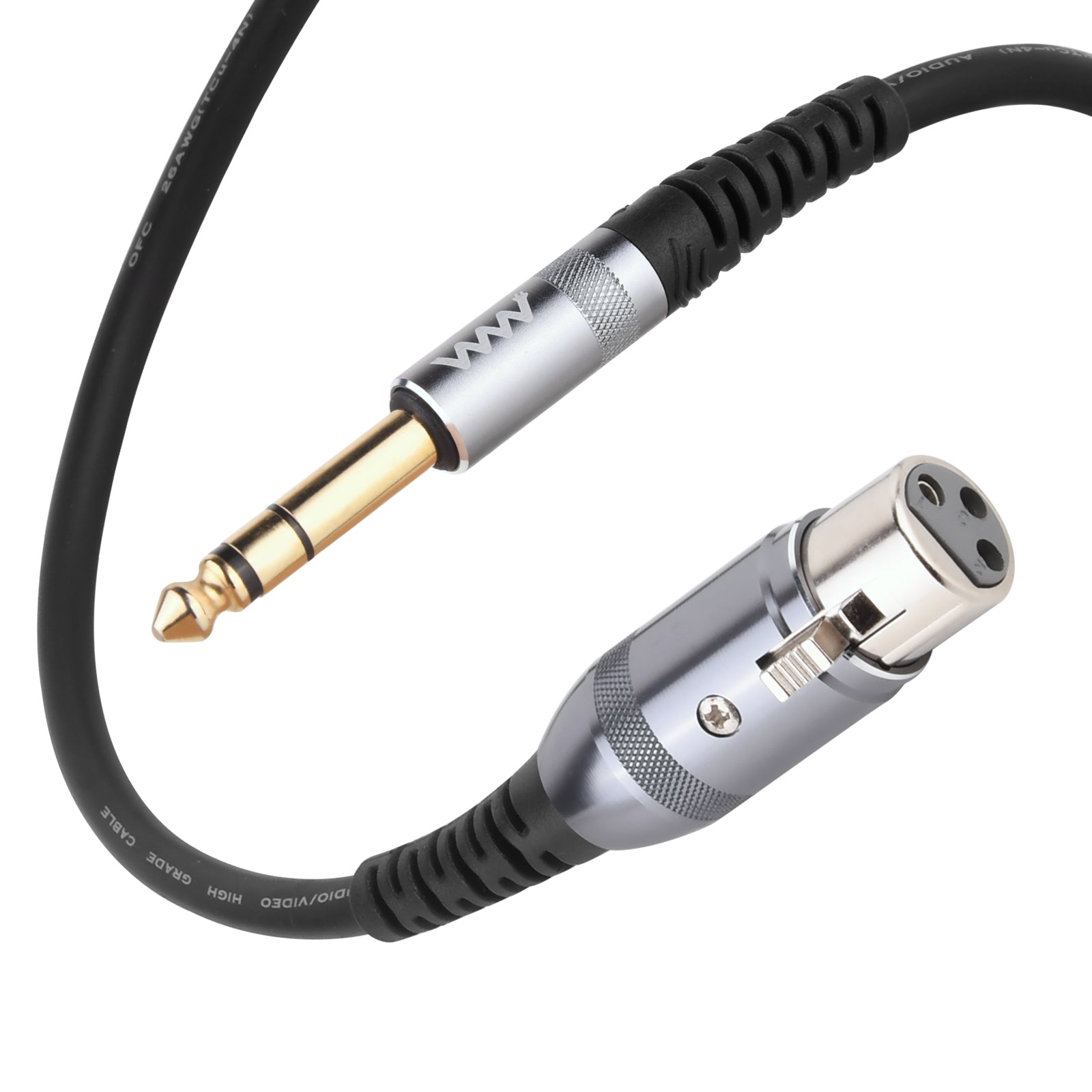 XLR Female to 1/4 Inch (6.35mm) TRS Male Jack Microphone Cable 3m