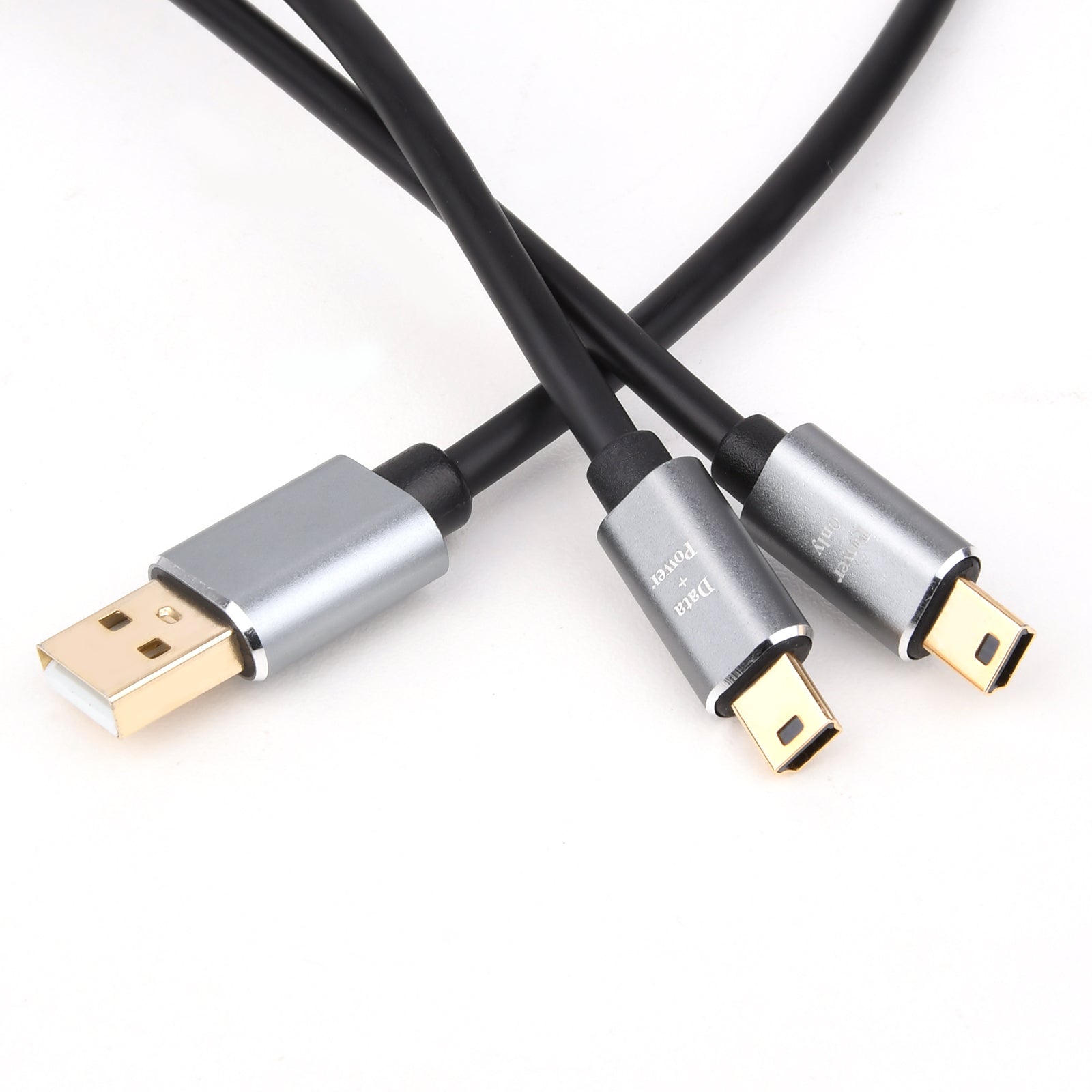 USB 2.0 A Male to Dual Mini B 5-pin Male Data Sync Charge Y Splitter Cable 1m