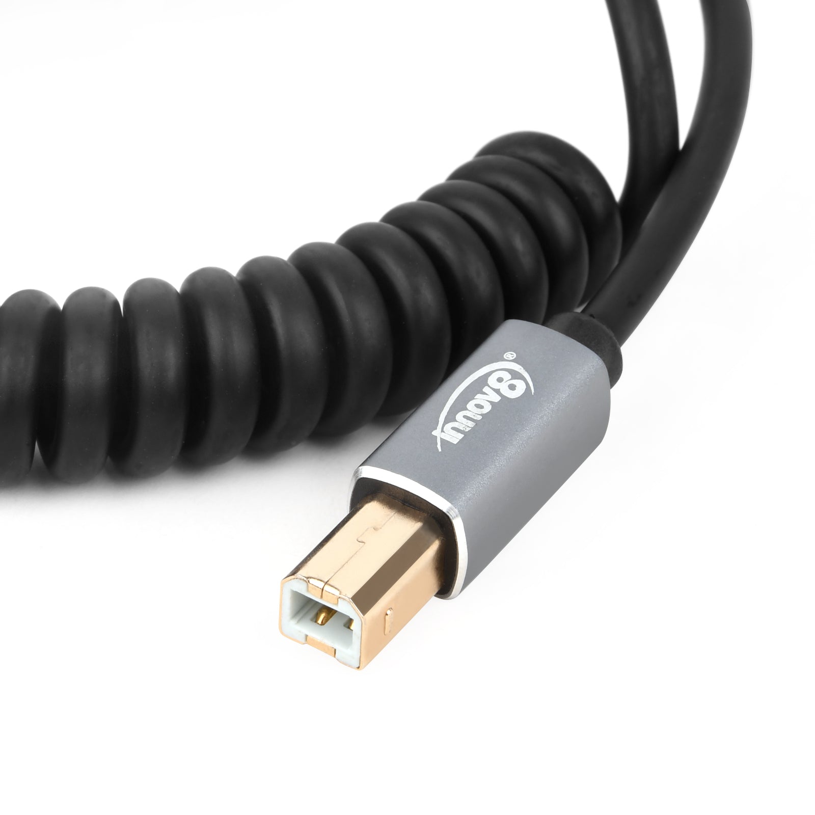 USB-A 2.0 Male to USB-B Male Coiled Printer Cable 1.8m