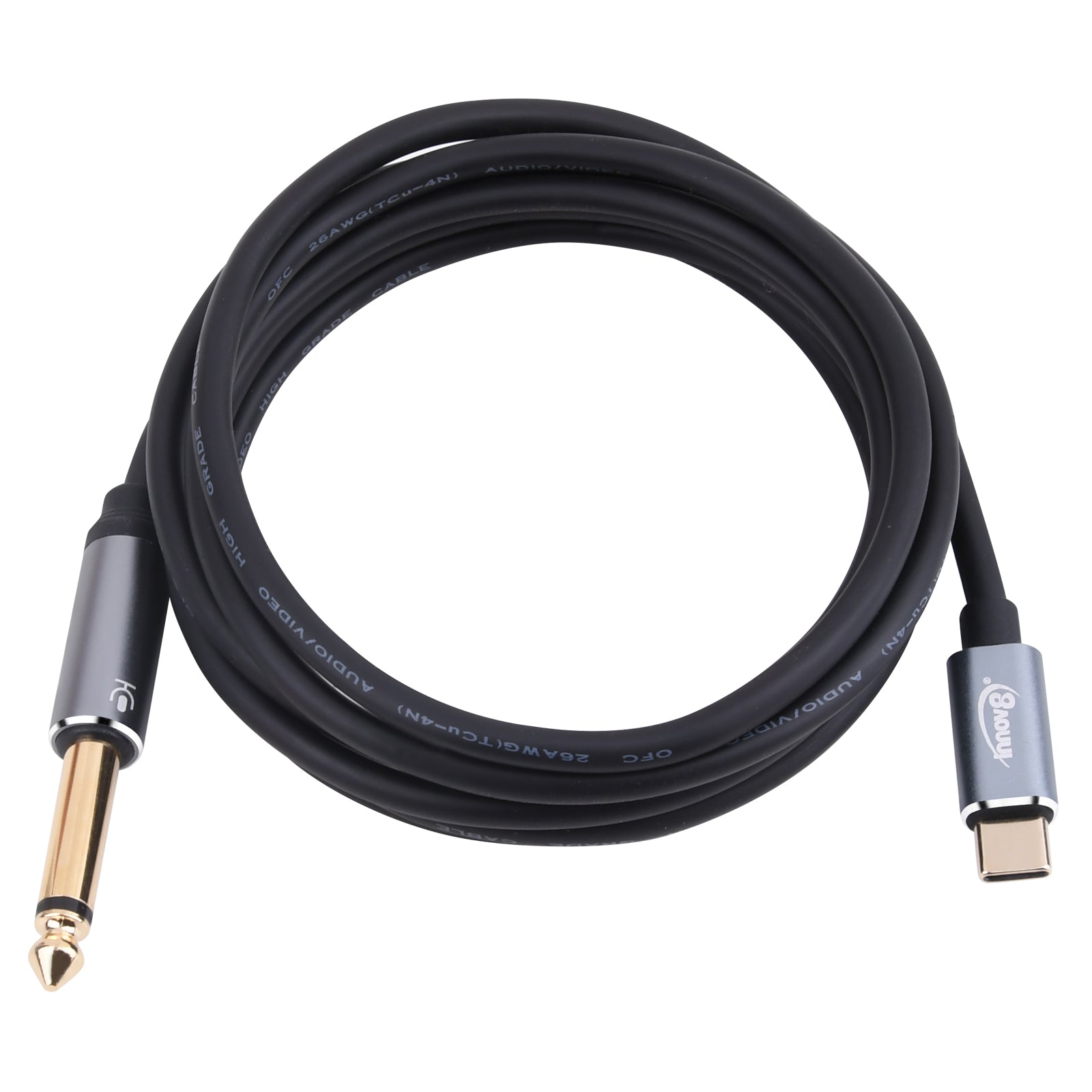 USB Type C to 6.35mm 1/4 inch Male TS Mono Aux Audio Cable 1.8m