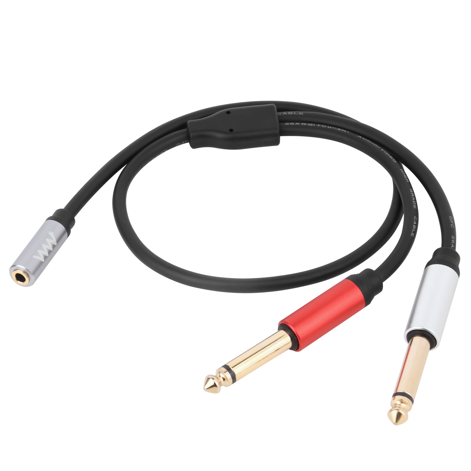 3.5mm Female to Dual 6.35mm Jack 1/4'' Mono Male Audio Cable 0.5m