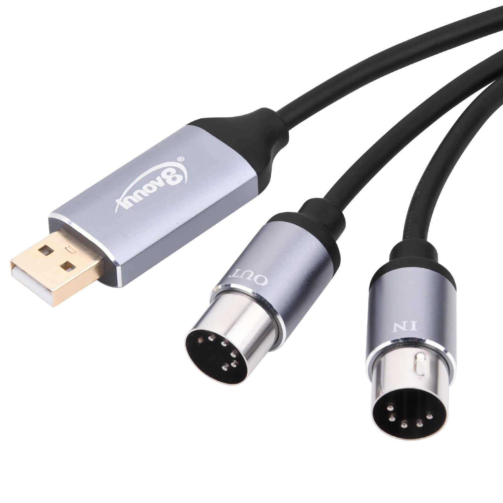 5-Pin MIDI In-Out Interface to USB Converter Cable for MIDI Music Keyboard 2m