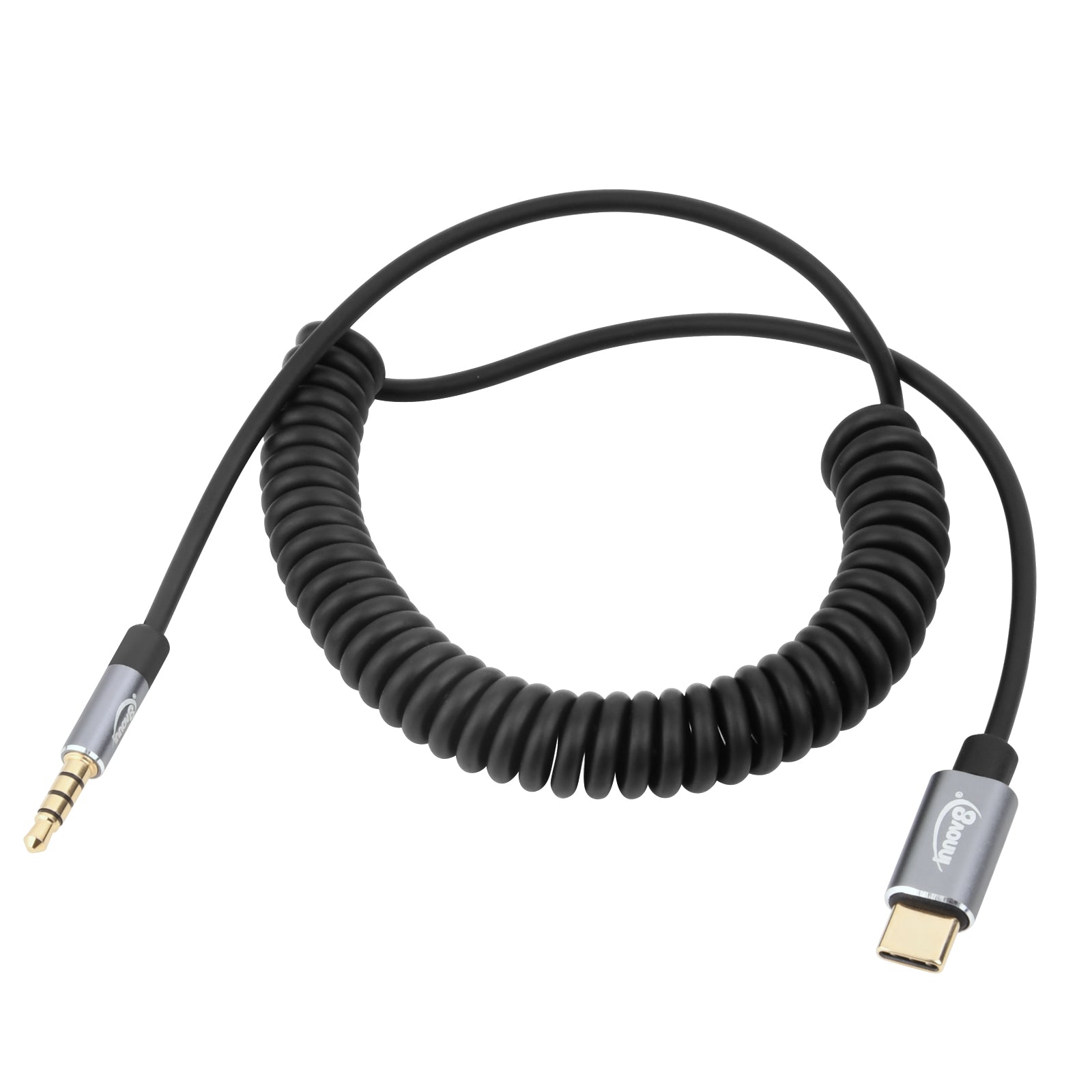 USB-C Male to 3.5mm Male AUX Audio Headphone Jack Adapter Coiled Cable