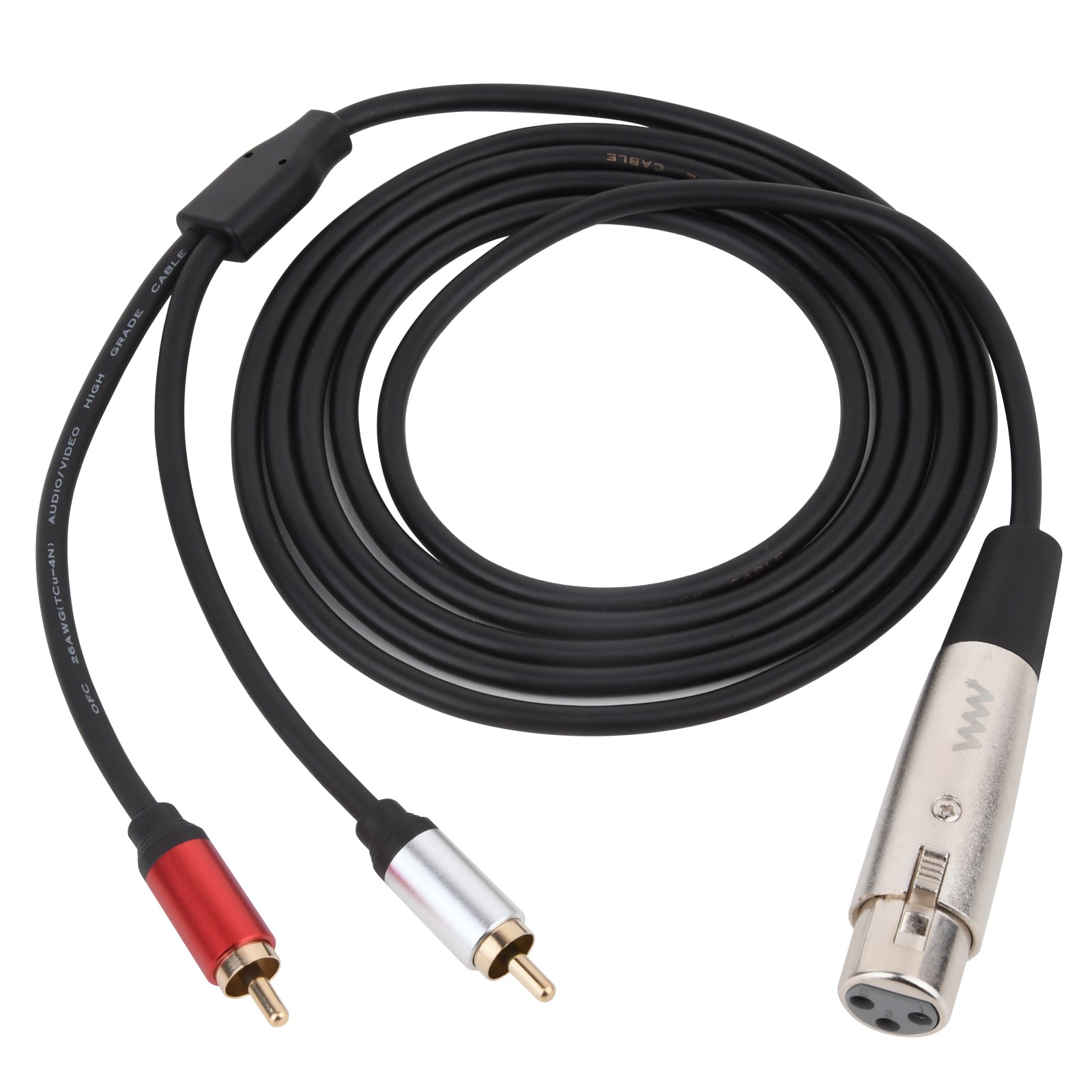 XLR Female 3 Pin to Dual Phono RCA Male Plug Y Splitter Cable 1.8m