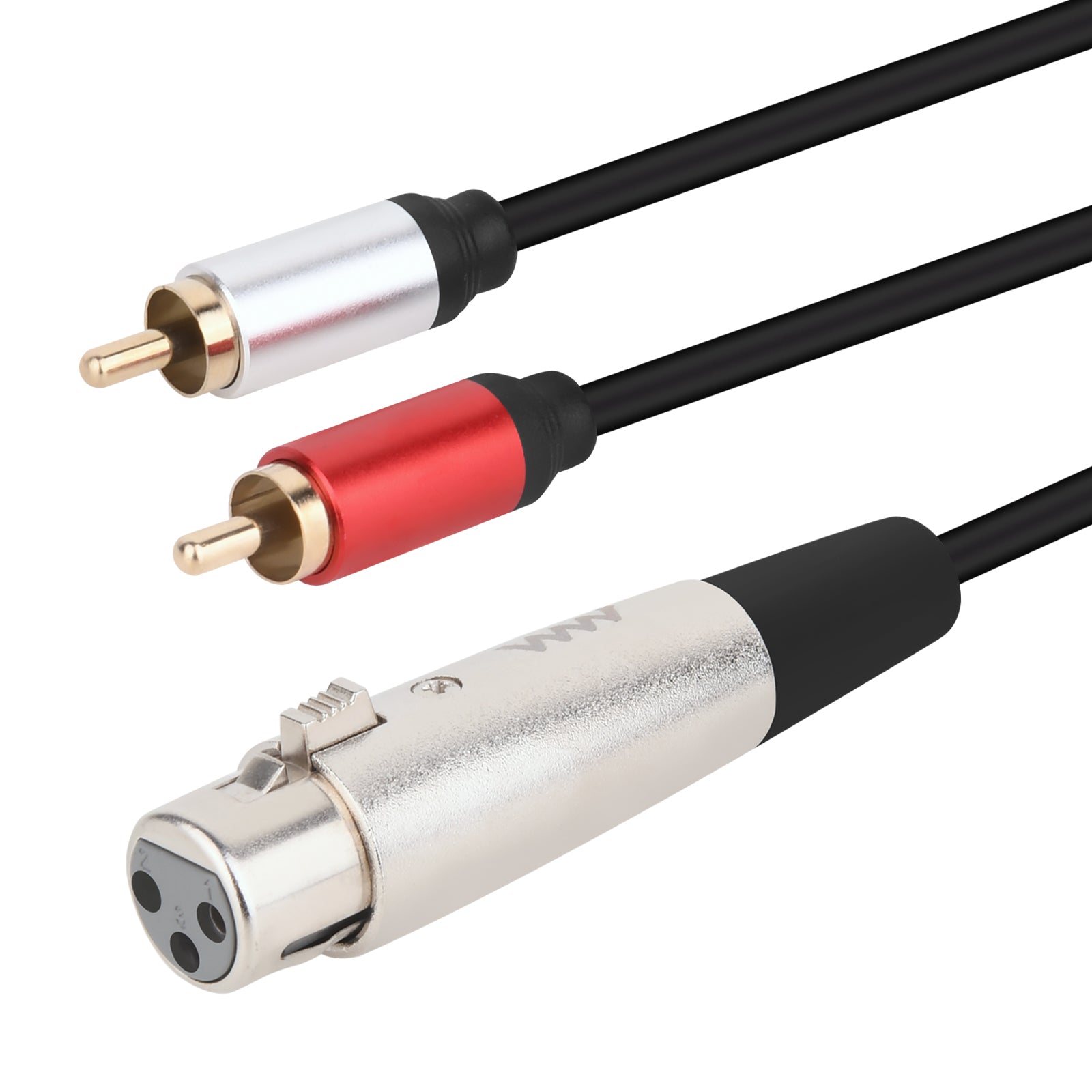 XLR Female 3 Pin to Dual Phono RCA Male Plug Y Splitter Cable 1.8m