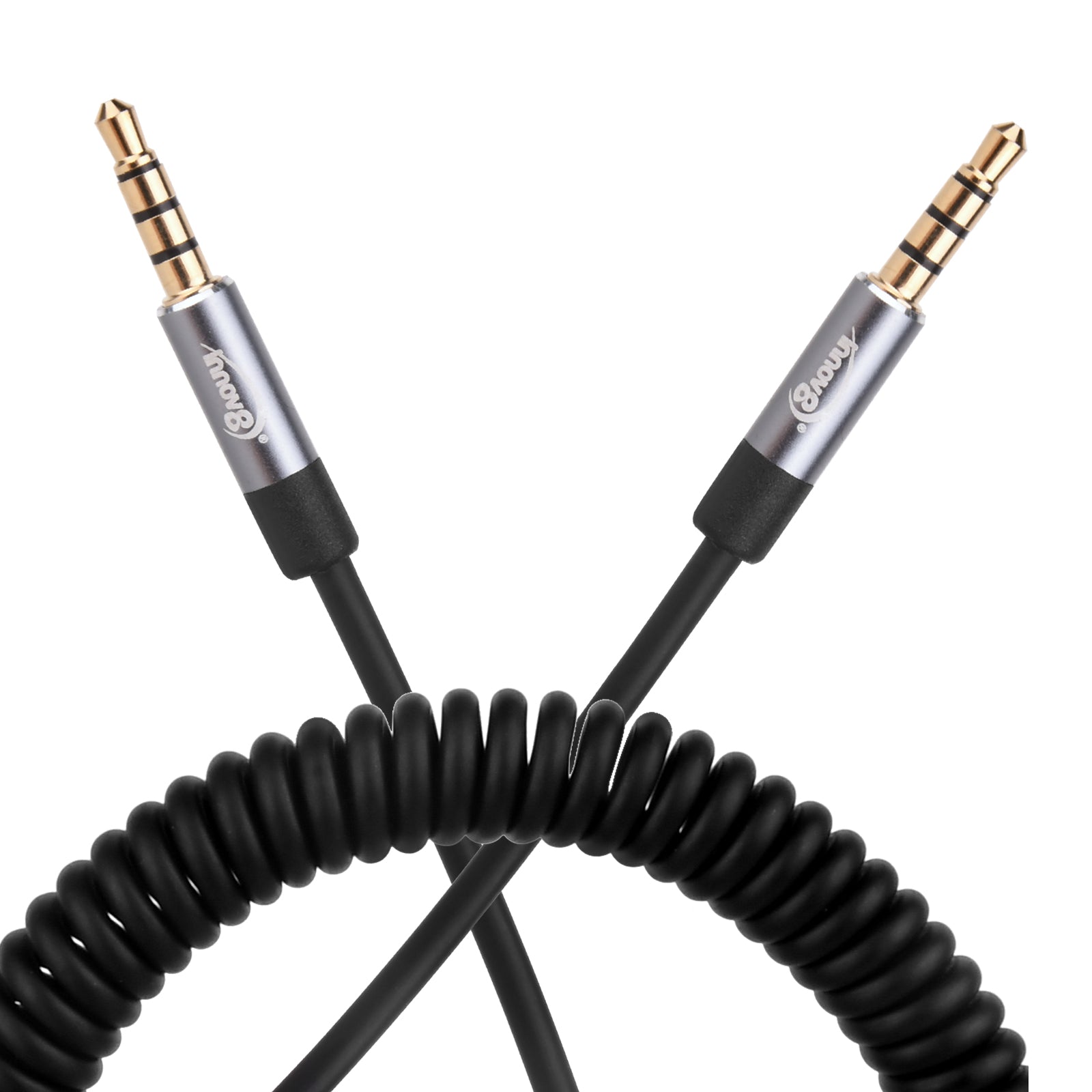 3.5mm Male to 3.5mm Audio Mic Lead 4-Pole TRRS Headphone Coiled Cable 1.8m