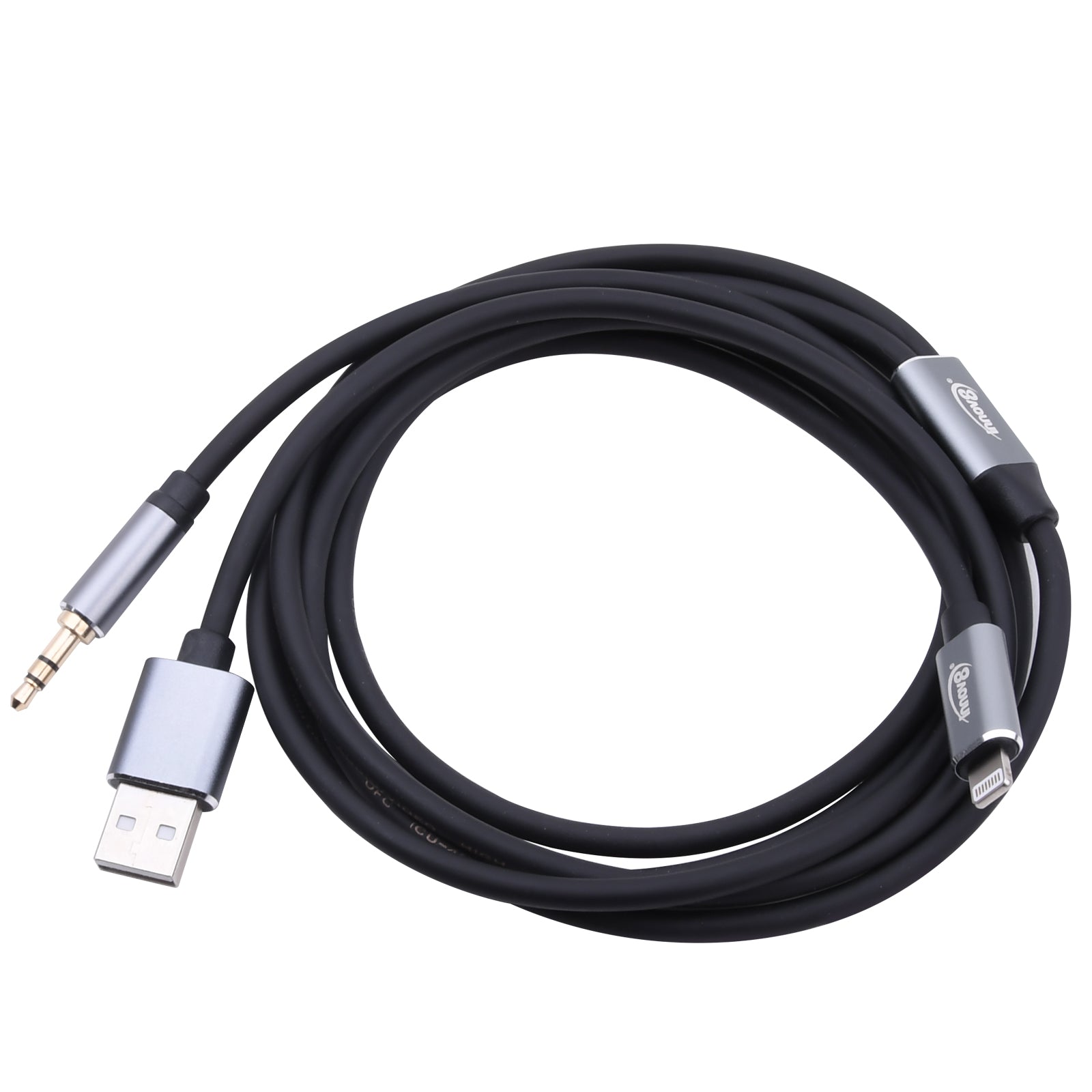 8-Pin to 3.5mm Aux Jack Audio Cable with USB Charge Male for iPhone iPod