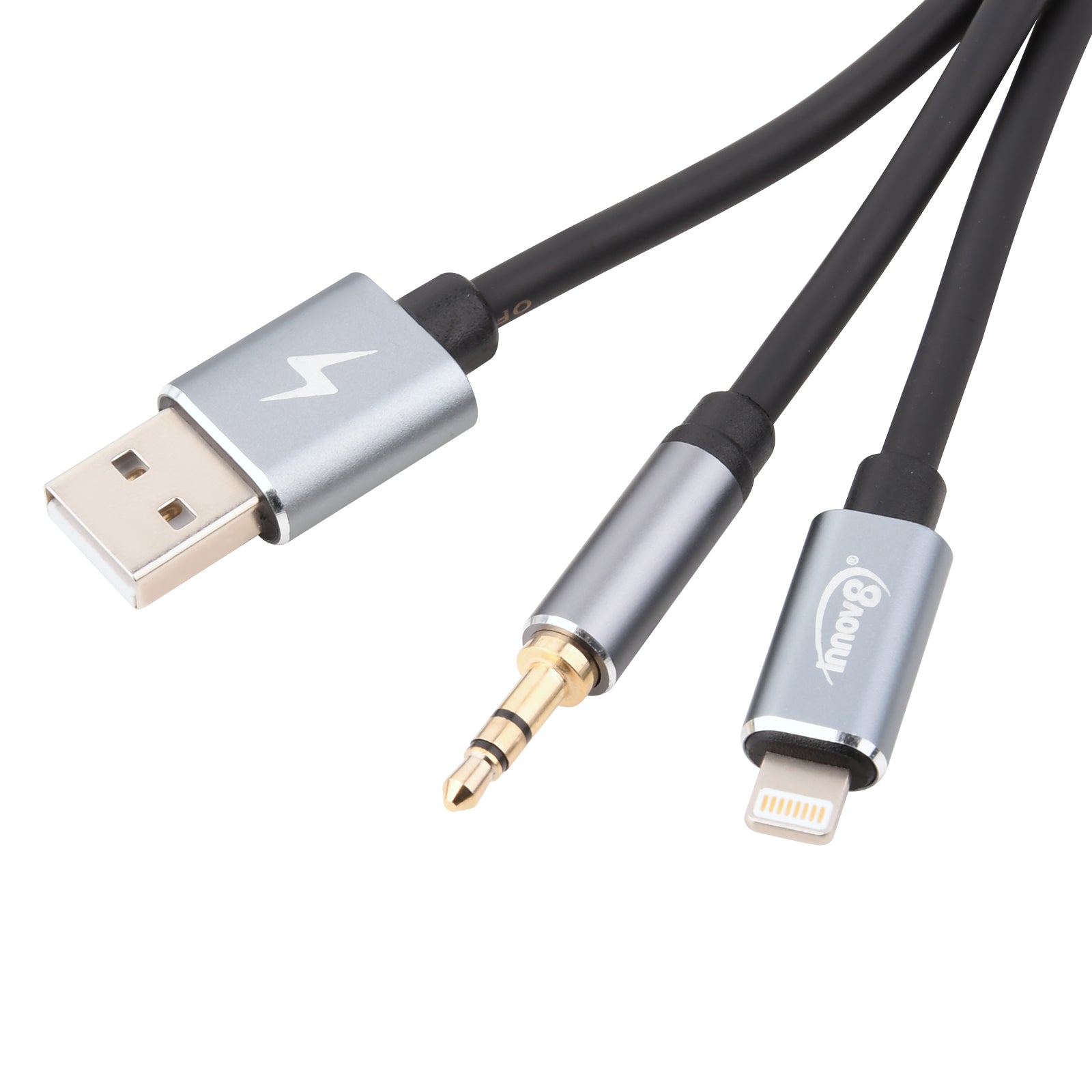 8-Pin to 3.5mm Aux Jack Audio Cable with USB Charge Male for iPhone iPod