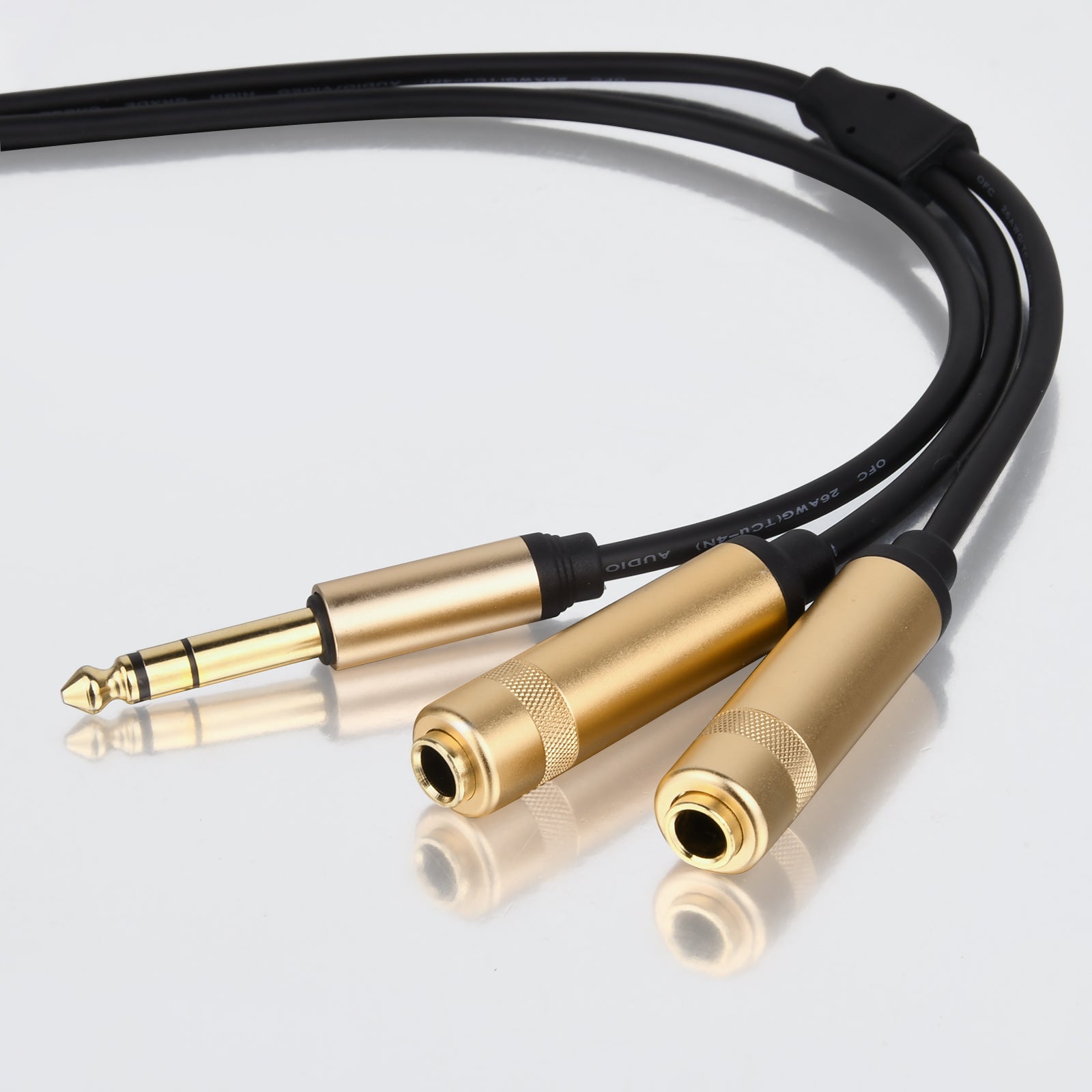 6.35mm TRS Stereo Male to Dual 6.35mm TRS Stereo Female Splitter Cable 3m