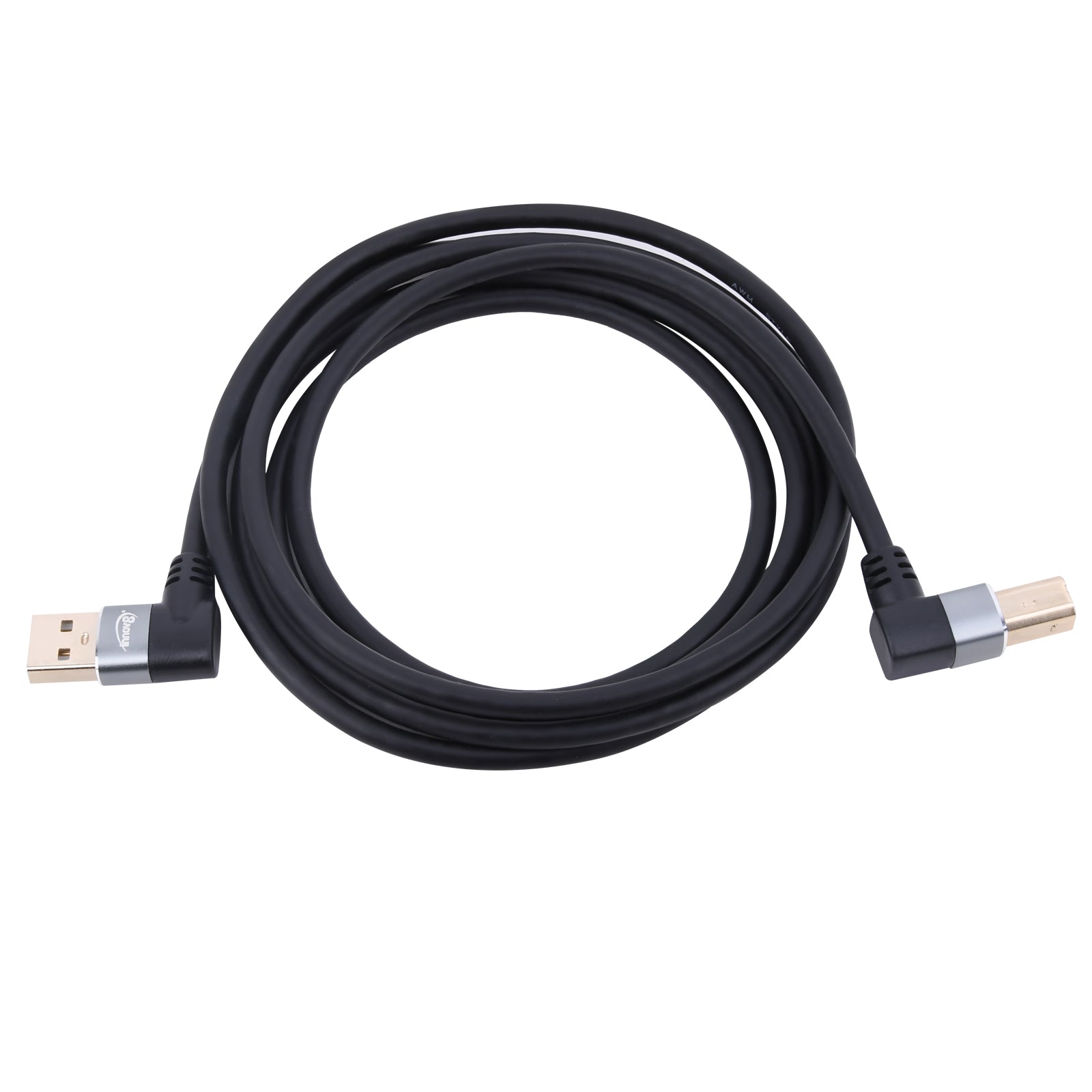 USB-A 2.0 A-Male to USB-B Male Angled Printer Cable with Gold Plated Connector