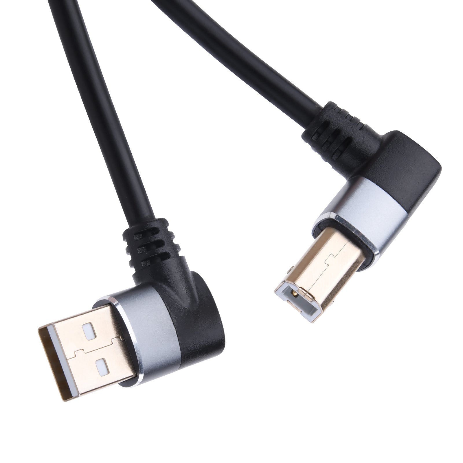 USB-A 2.0 A-Male to USB-B Male Angled Printer Cable with Gold Plated Connector