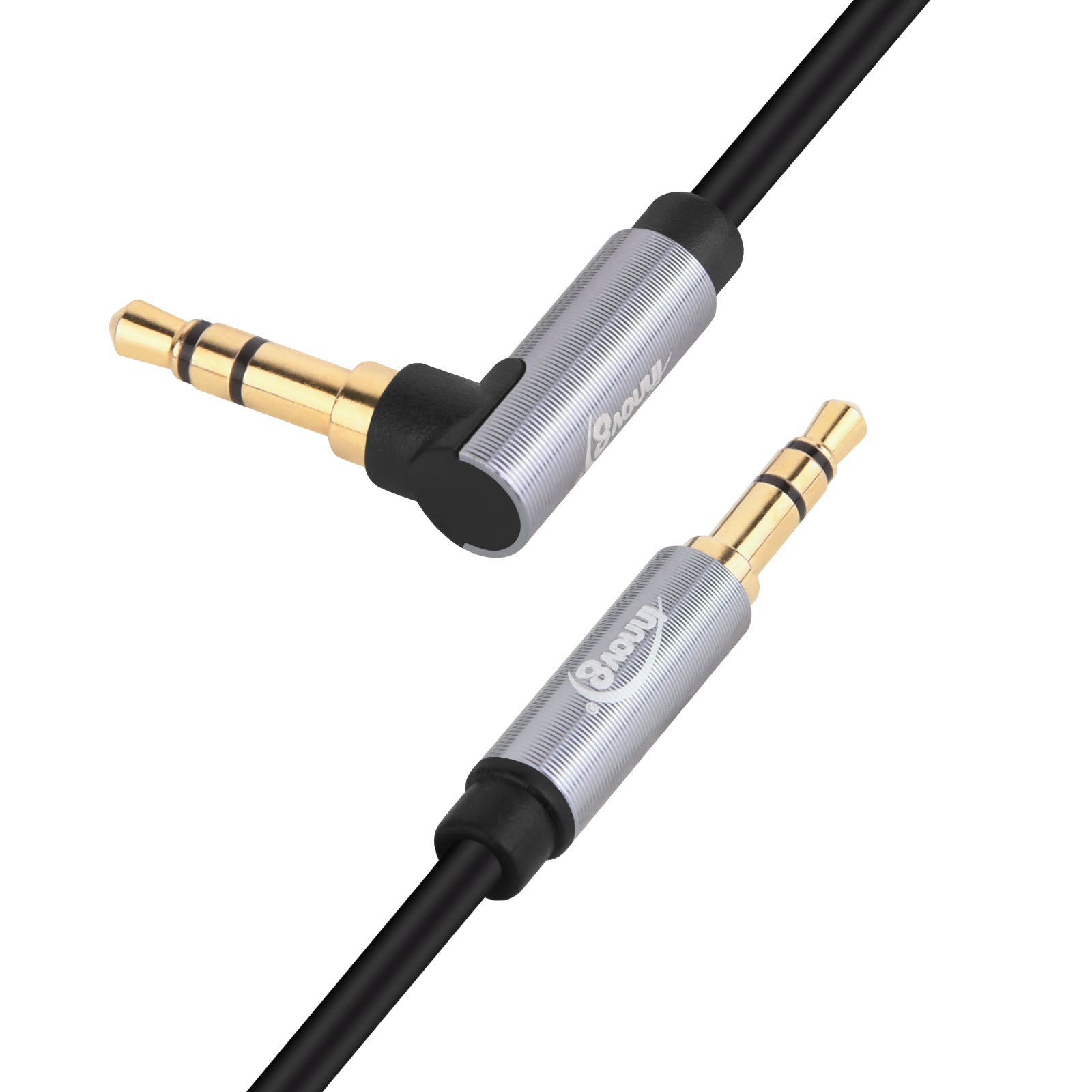 3.5mm 3-Pole Male to Angled Male Stereo TRS Audio Coiled Cable 1.8m