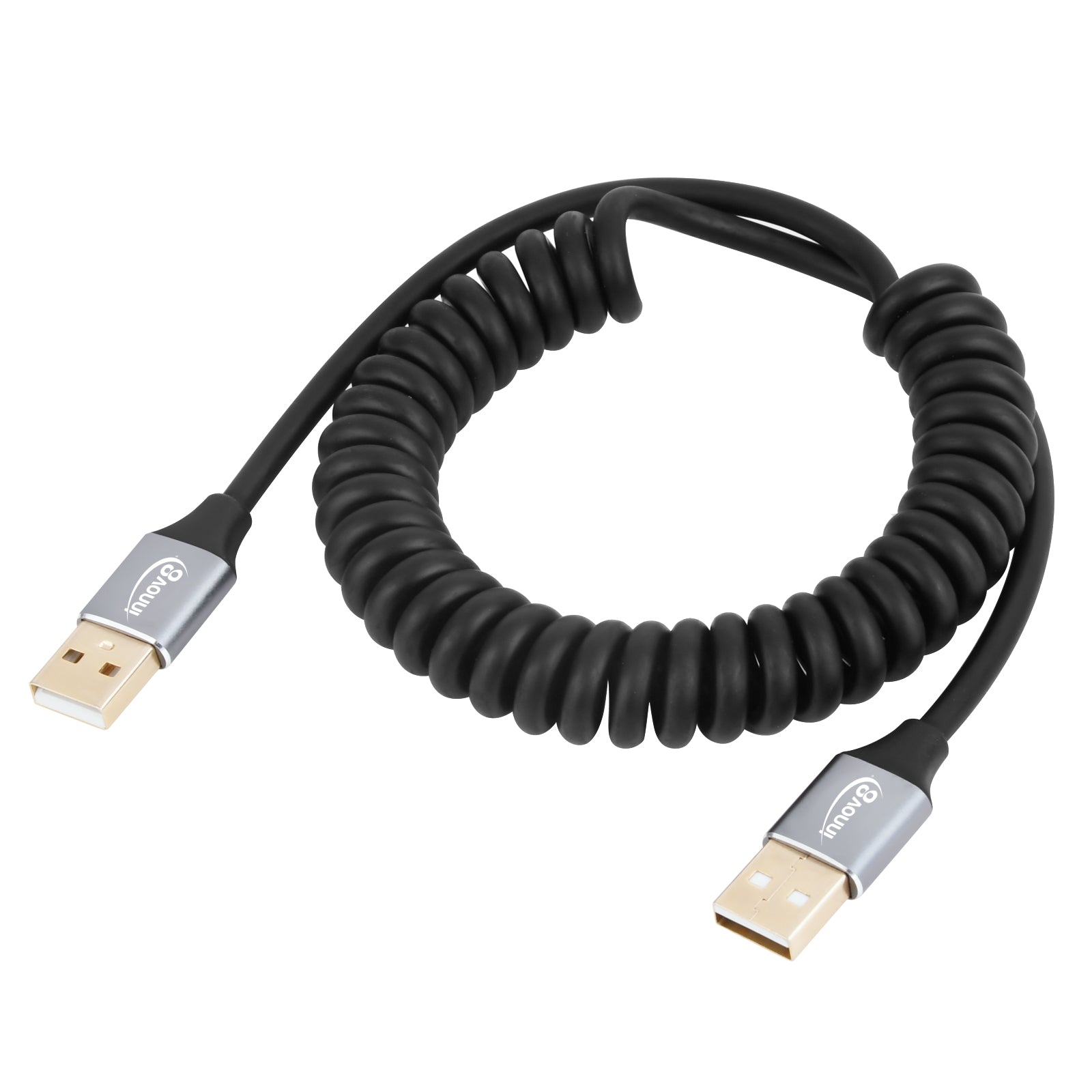 USB 2.0 Type A Male to Male Data Extension Coiled Spring Cable 1.8m