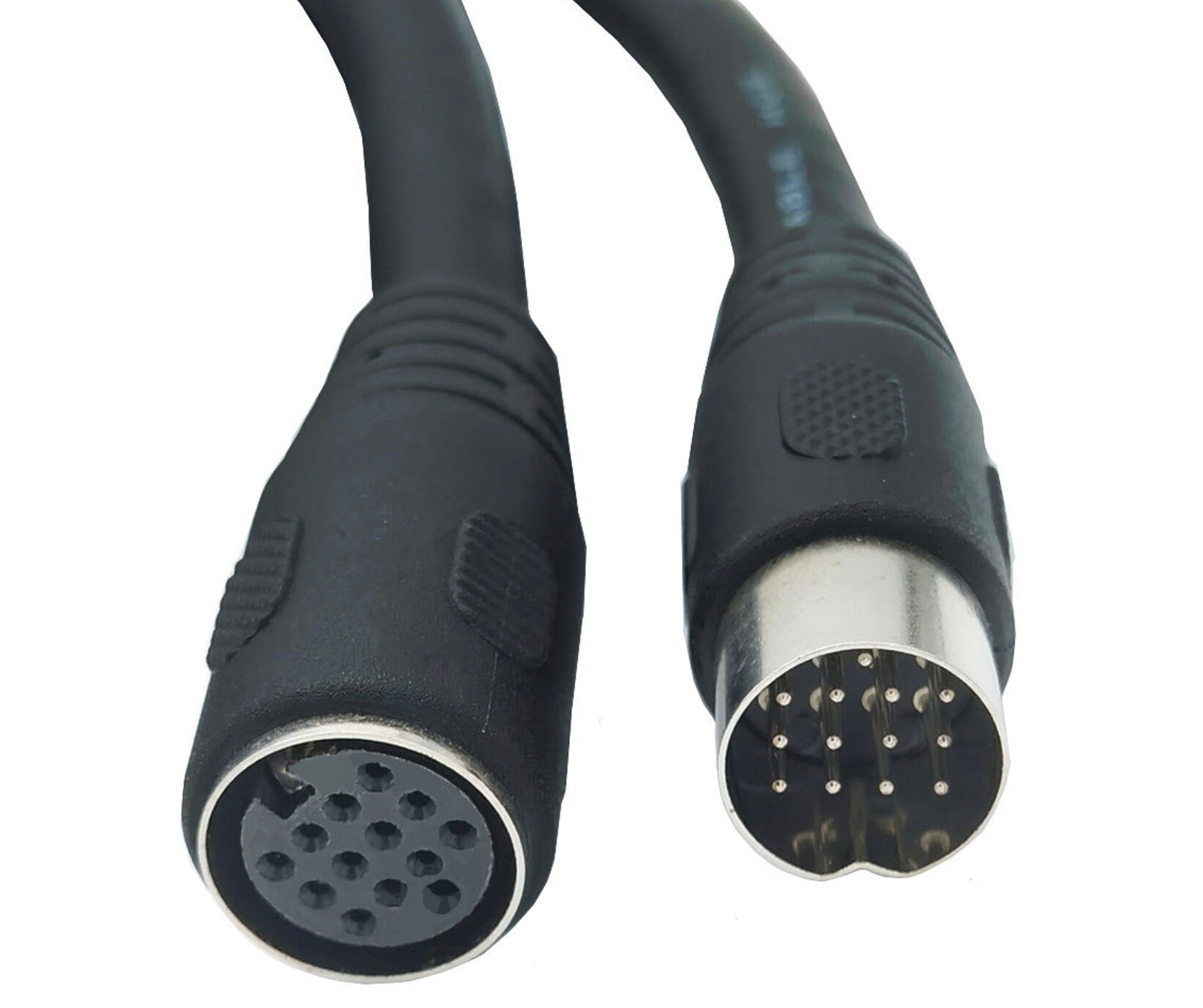 13 pin DIN male to female extension cable 1m black