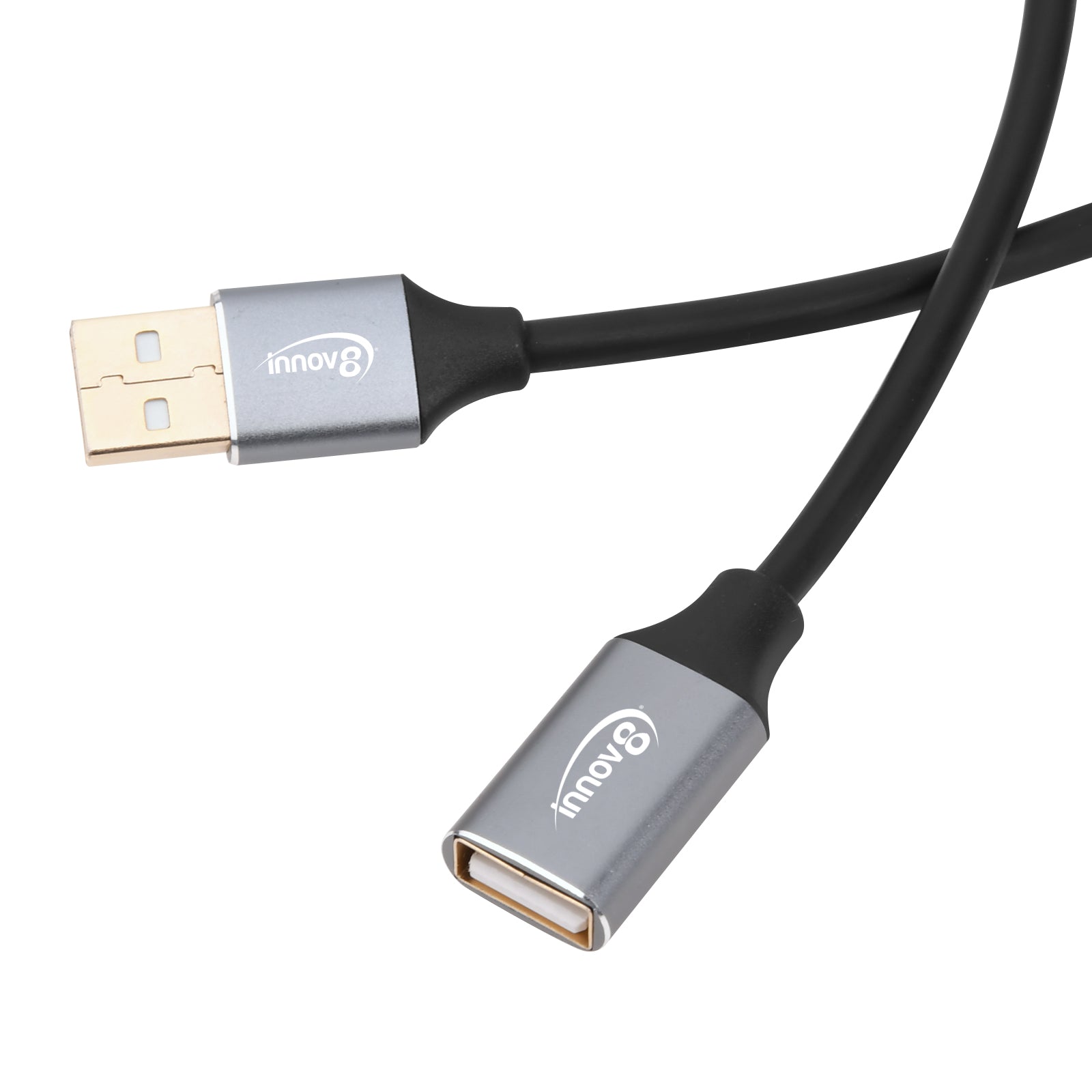 USB-A 2.0 Male to Female Coiled Data Charge Extension Cable 1.8m