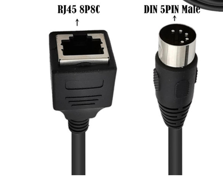 5-Pin Din MIDI Male to RJ45 8P8C Female Data Cable Connector