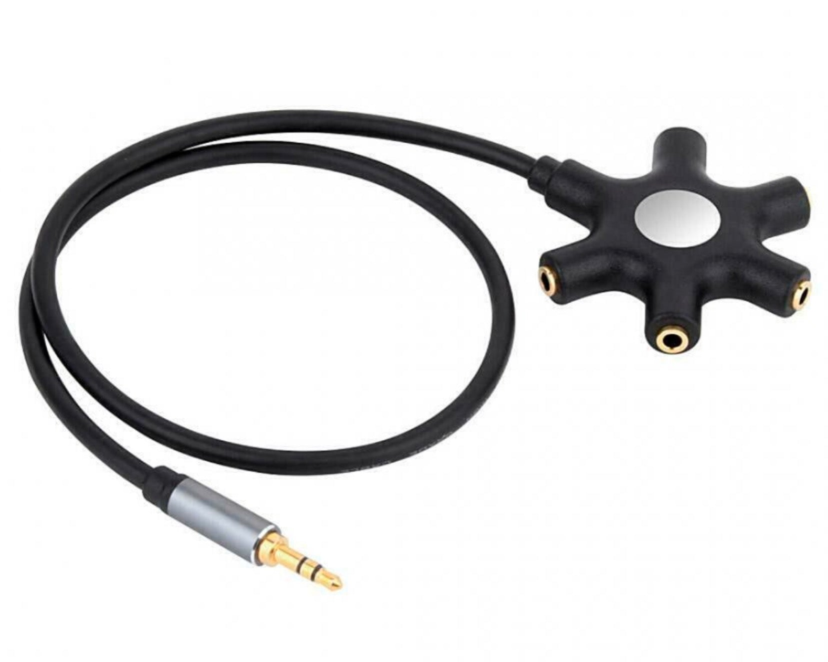 3.5mm Male AUX to 5 Ports Female Multi Headphone Stereo Audio Splitter 1m