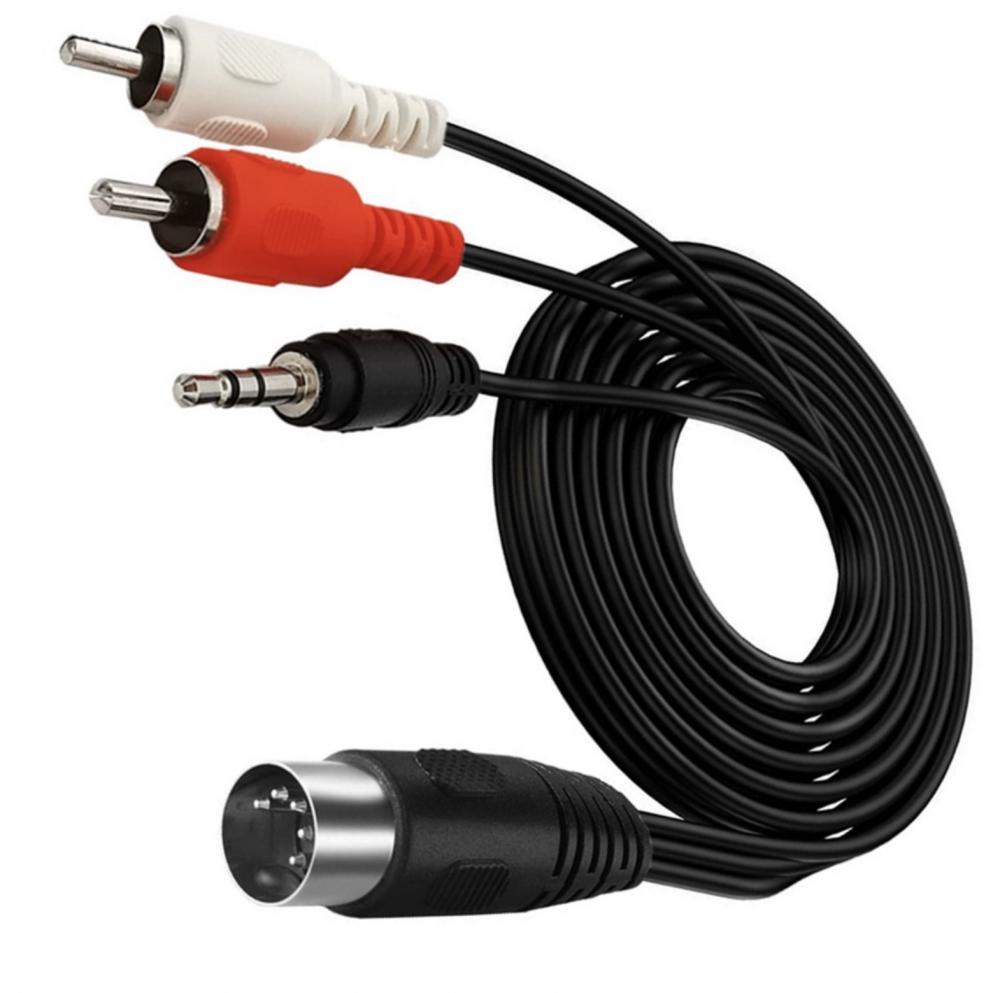 5-Pin Din to Dual RCA Male + 3.5mm Jack 3-Pole Male Audio Cable for European Stereo Systems