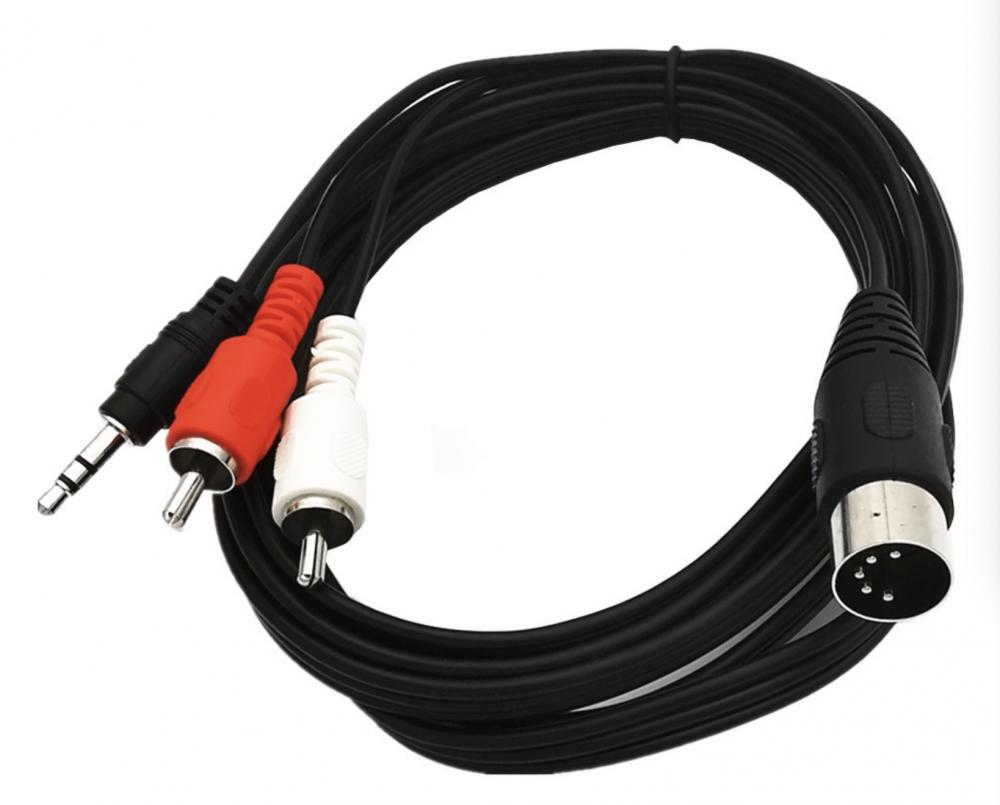 5-Pin Din to Dual RCA Male + 3.5mm Jack 3-Pole Male Audio Cable for European Stereo Systems