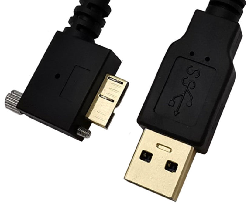 USB-A 3.0 Male to Micro-B Charge & Sync Cable with Screws (Left Angle)