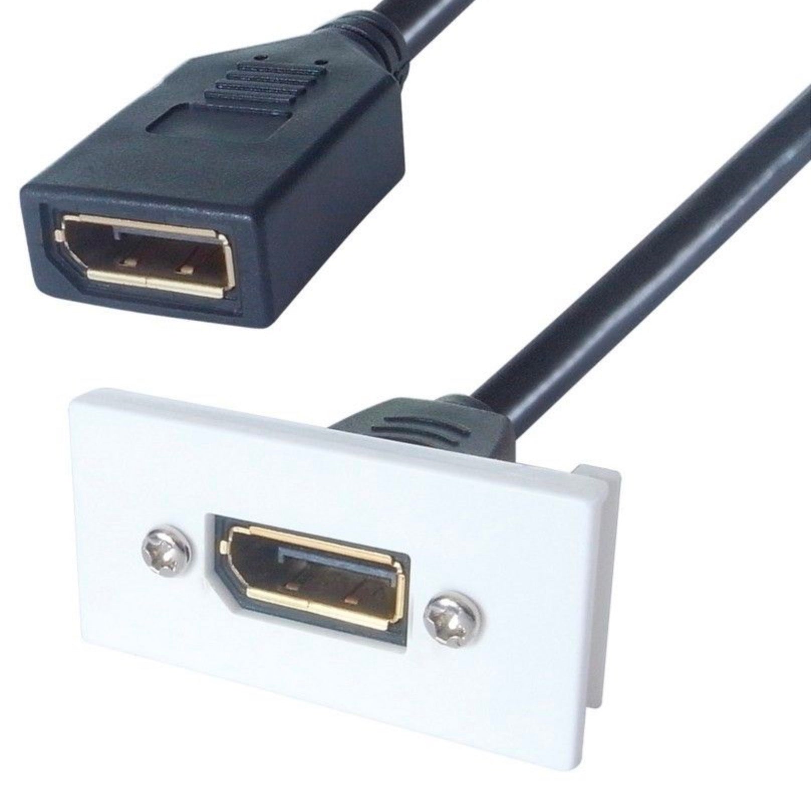 DisplayPort (1.2) Female to Female Single Panel Mount Extension Cable 0.3m