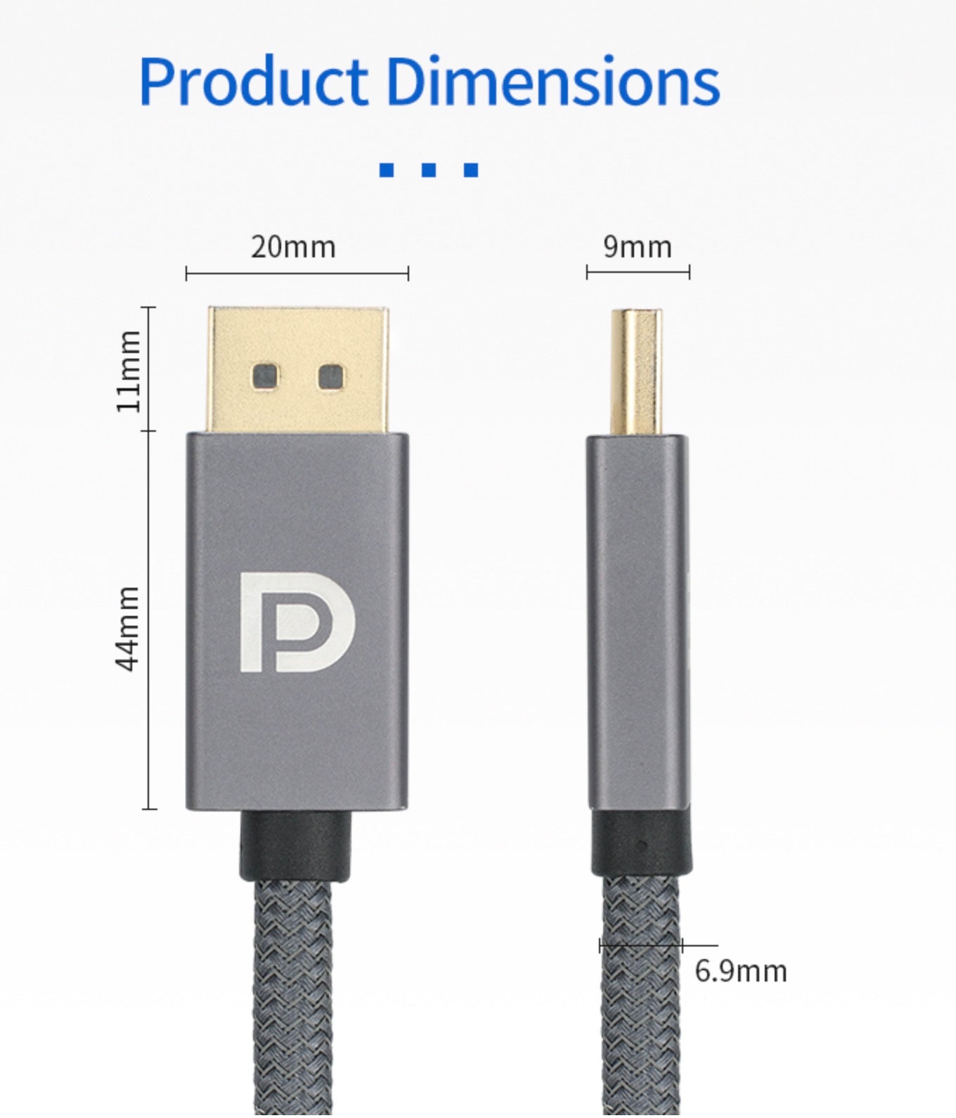 DisplayPort 1.4 to DisplayPort 8K @60Hz Audio Video Braided Cable (DP to DP) 2m