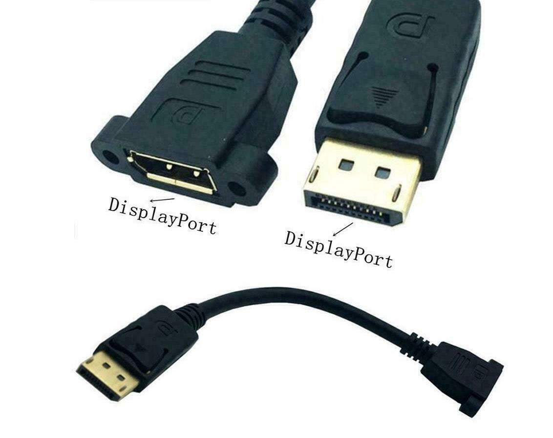 Displayport Male to Female Panel Mount 4K Extension Cable (0.3m)