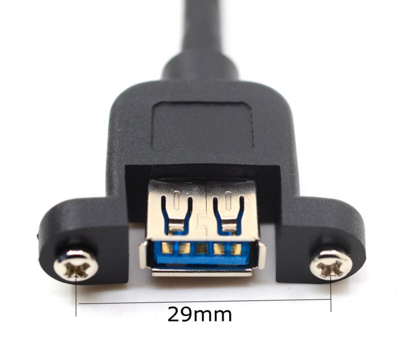 USB-A 3.0 Male to Female M3 Panel Mount Extension Cable 0.3m