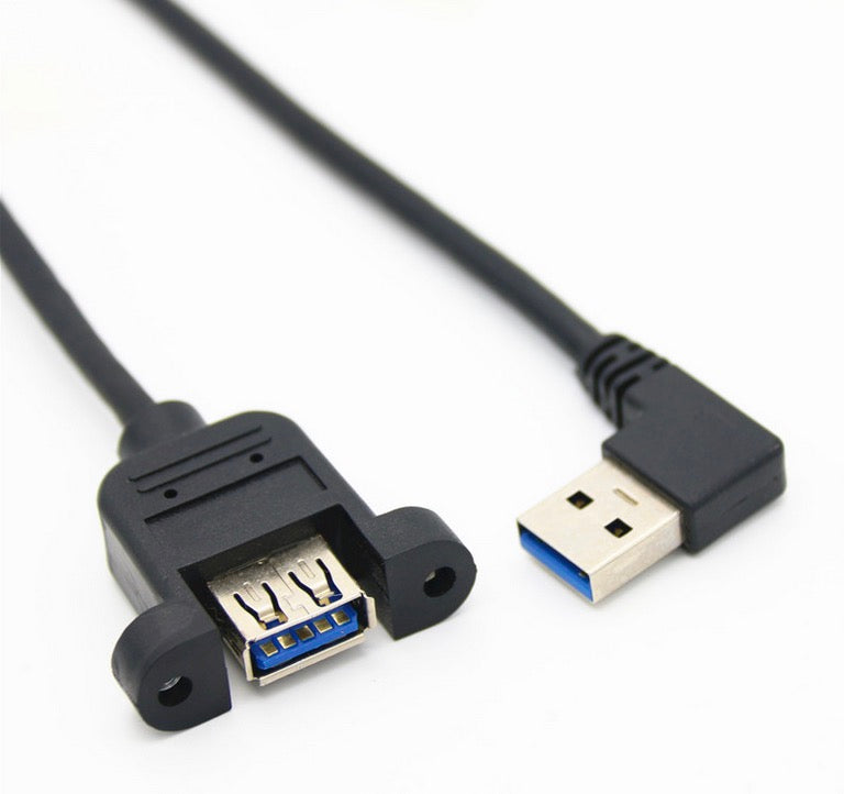 USB-A 3.0 Male to Female M3 Panel Mount Extension Cable 0.3m