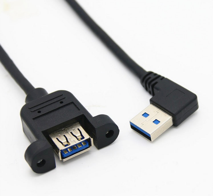 USB-A 3.0 Male to Female M3 Panel Mount Extension Cable 0.3m