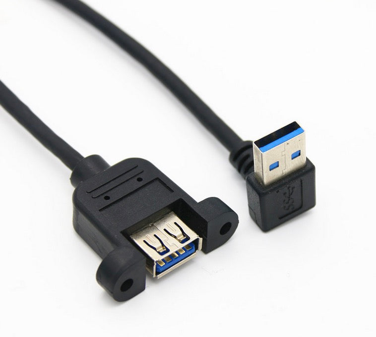 USB-A 3.0 Male to Female M3 Panel Mount Extension Cable 0.3m