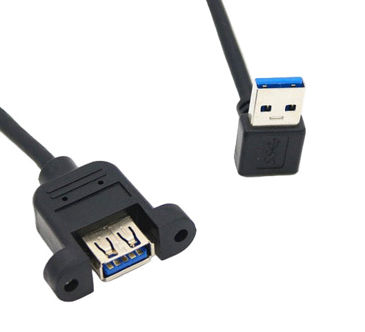 USB-A 3.0 Male to Female M3 Panel Mount Extension Cable 0.3m