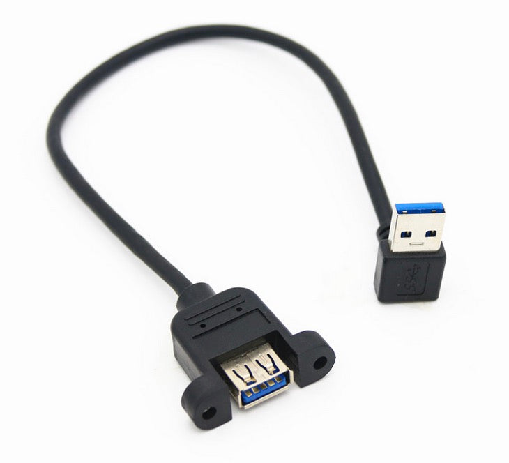 USB-A 3.0 Male to Female M3 Panel Mount Extension Cable 0.3m